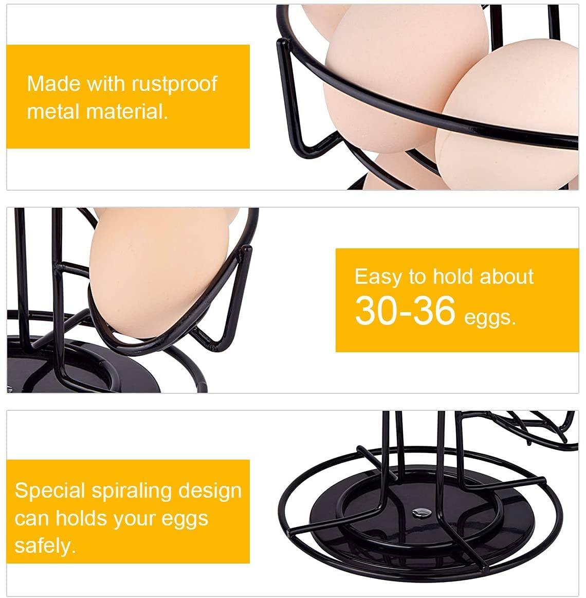 Toplife Spiral Design Metal Egg Skelter Dispenser Rack, Storage Display Rack, Black