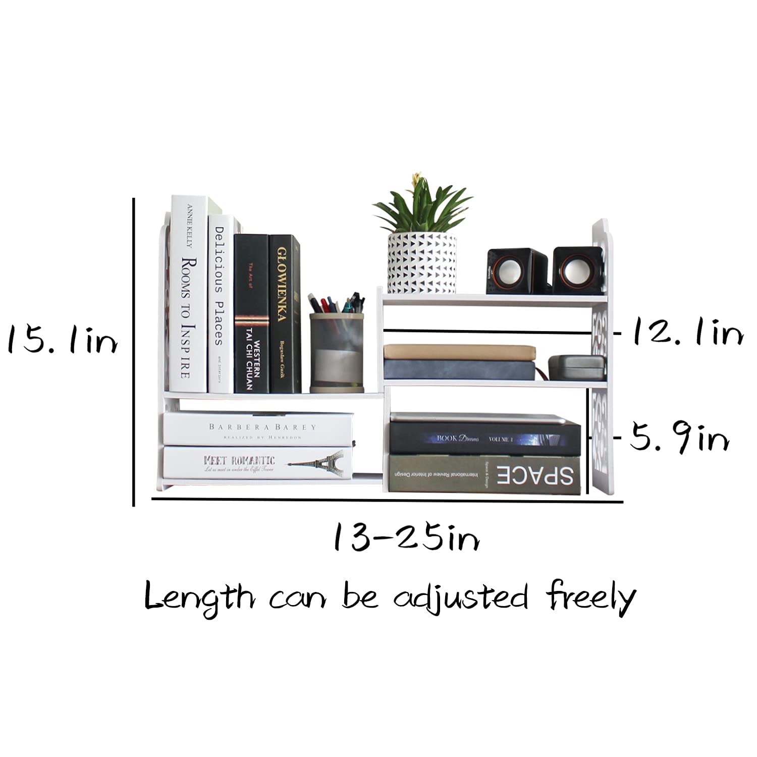YGYQZ Small Bookshelf for Desktop Storage, Mini Cute Office Desk Shelves White Versatility Organizers for Women, Kids