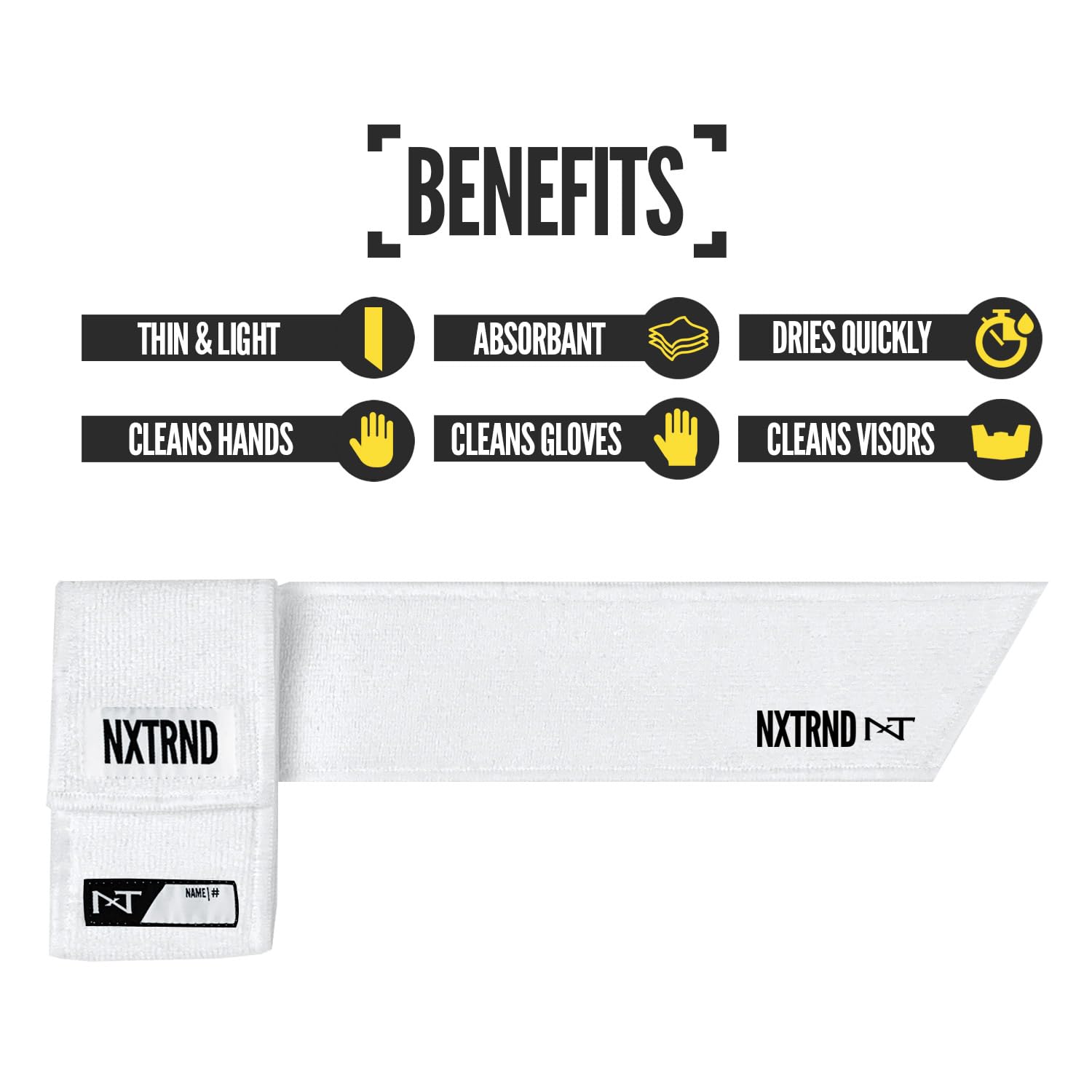 Nxtrnd Streamer Football Towel, Thin Sports Towel, Dries Hands & Football Accessories (White)
