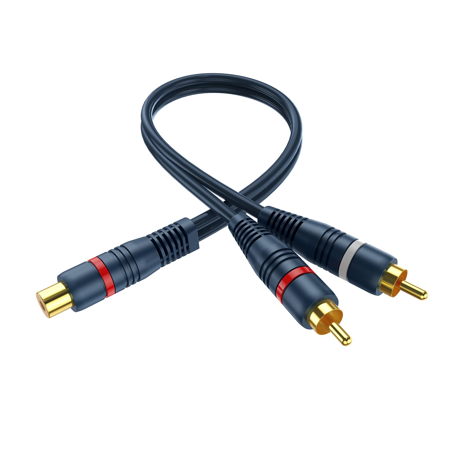 DteeDck RCA Splitter 1 Female to 2 Male, 2 Pack - RCA Audio Video Cable Splitter Adapter, Dark Blue