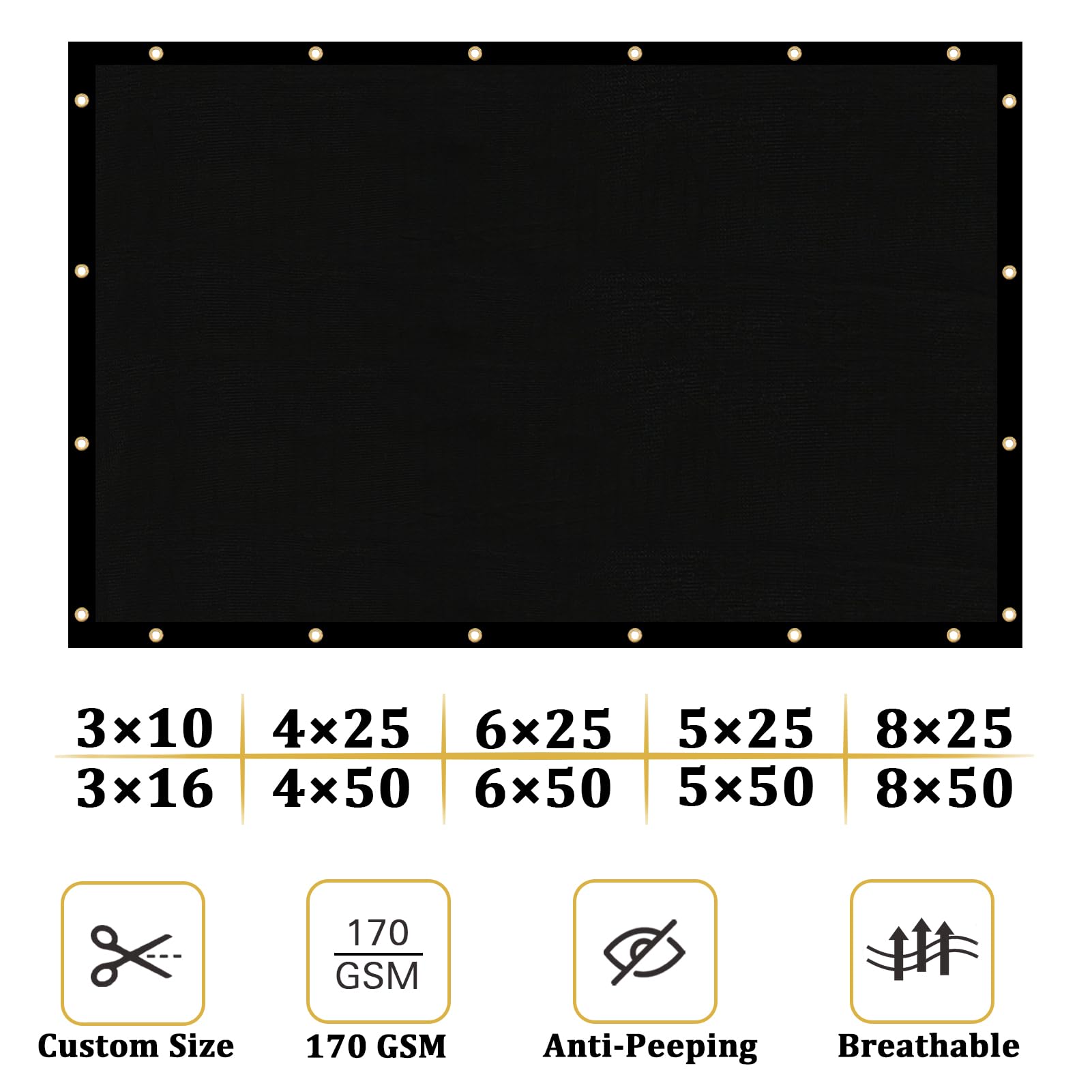 Shade&Beyond 4' X 50' Fence Privacy Screen Heavy Duty 170 GSM Fencing Mesh Shade Net Cover for Wall Garden Back Yard Outdoor Home Decoration, Black