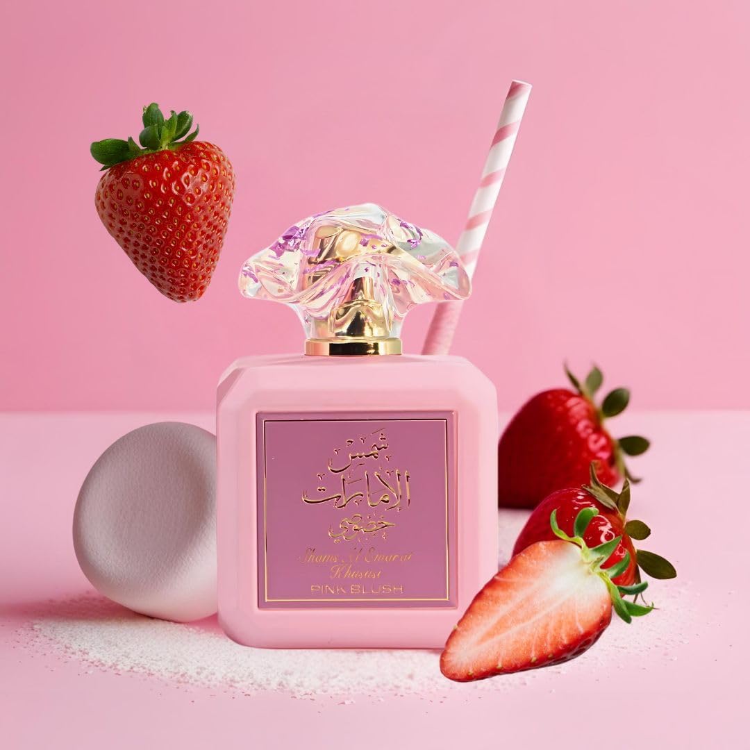 Ard al Zaafaran Pink Blush Shams Al Emarat Khususi, Marshmallow Blush Perfume For Women, Eau de Parfum - 100 ML (3.4 OZ) Romantic & Sweet Arabian Perfume - A Captivating Scent wrapped in Pink Bottle
