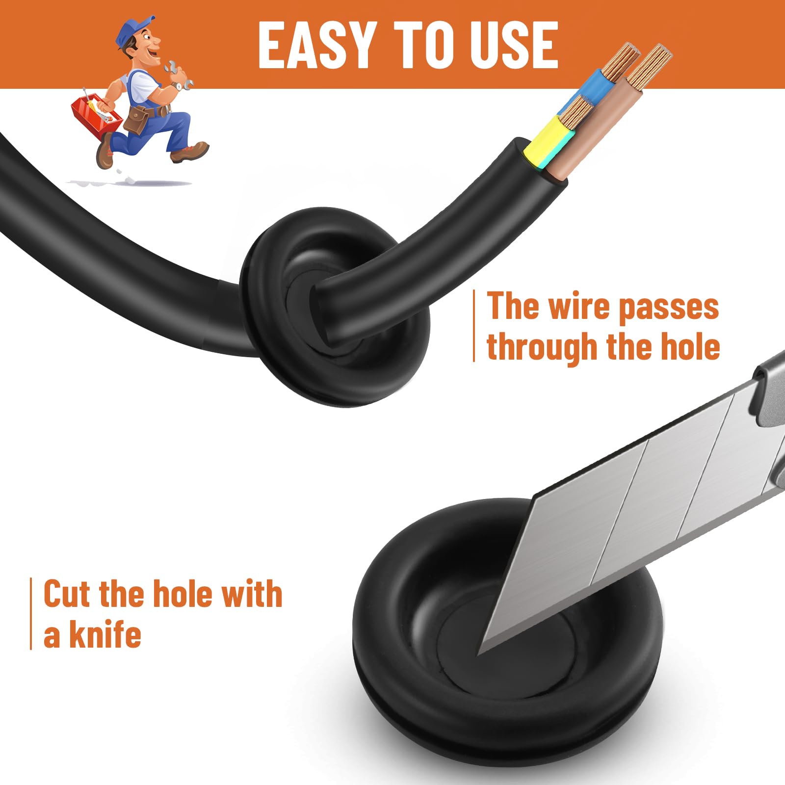 Yejesiy 210PCS Rubber Grommet kit, Premium 7 Sizes Rubber Grommets for Wiring, Automotive, Home Improvement, Closed Wire Grommet for Wire Electrical Appliance Plumbing