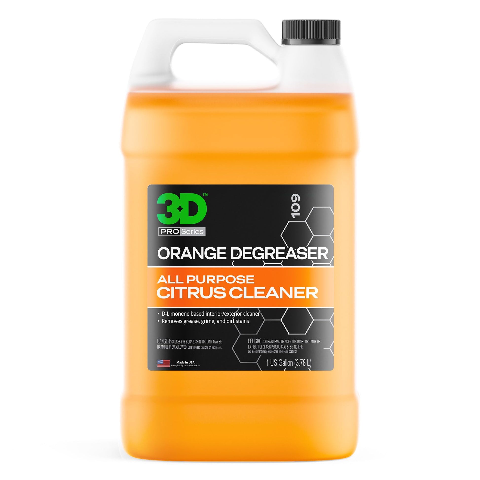 3D Orange Degreaser – Citrus-Based Car Cleaner for Oil, Grease, Grime & Adhesives – Water-Based, Non-Corrosive, Eco-Friendly, Interior & Exterior Use - 1 Gallon