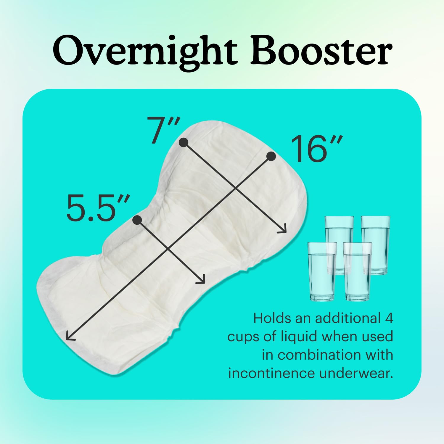 Because Premium Incontinence Booster Pads for Men and Women, Adds Extra Absorbency to Adult Diapers, Super Soft, Adhesive Strip Backing, Unisex, 22 Count