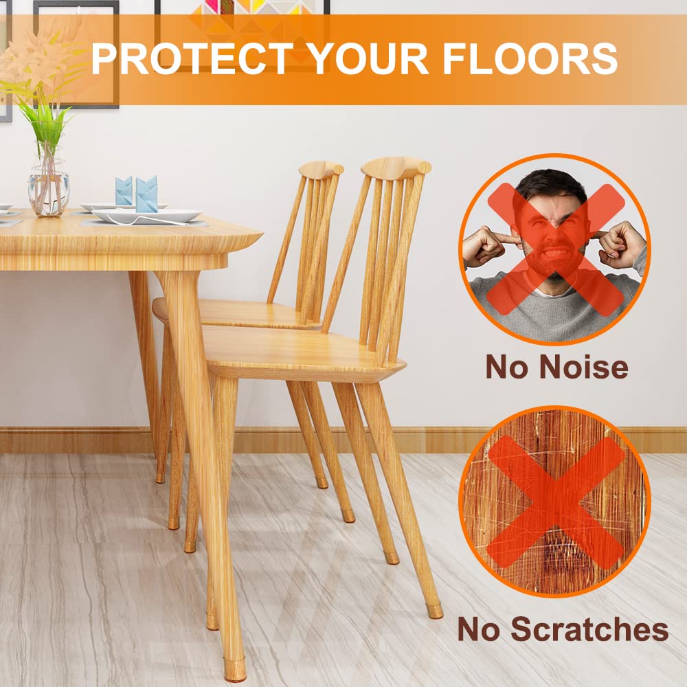 24 Pcs Chair Leg Floor Protectors for Hardwood Floors Silicone Covers to Protect Wood Tile Floors Felt Pads Furniture Leg Caps Non Slip Reduce Noise (Fit:1.3"-2")