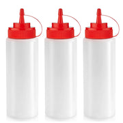 Norcalway 12 oz Condiment Squeeze Bottles for Sauces - Leak Proof Oil, Syrup, Dressing Squirt Bottles - 3 Pack