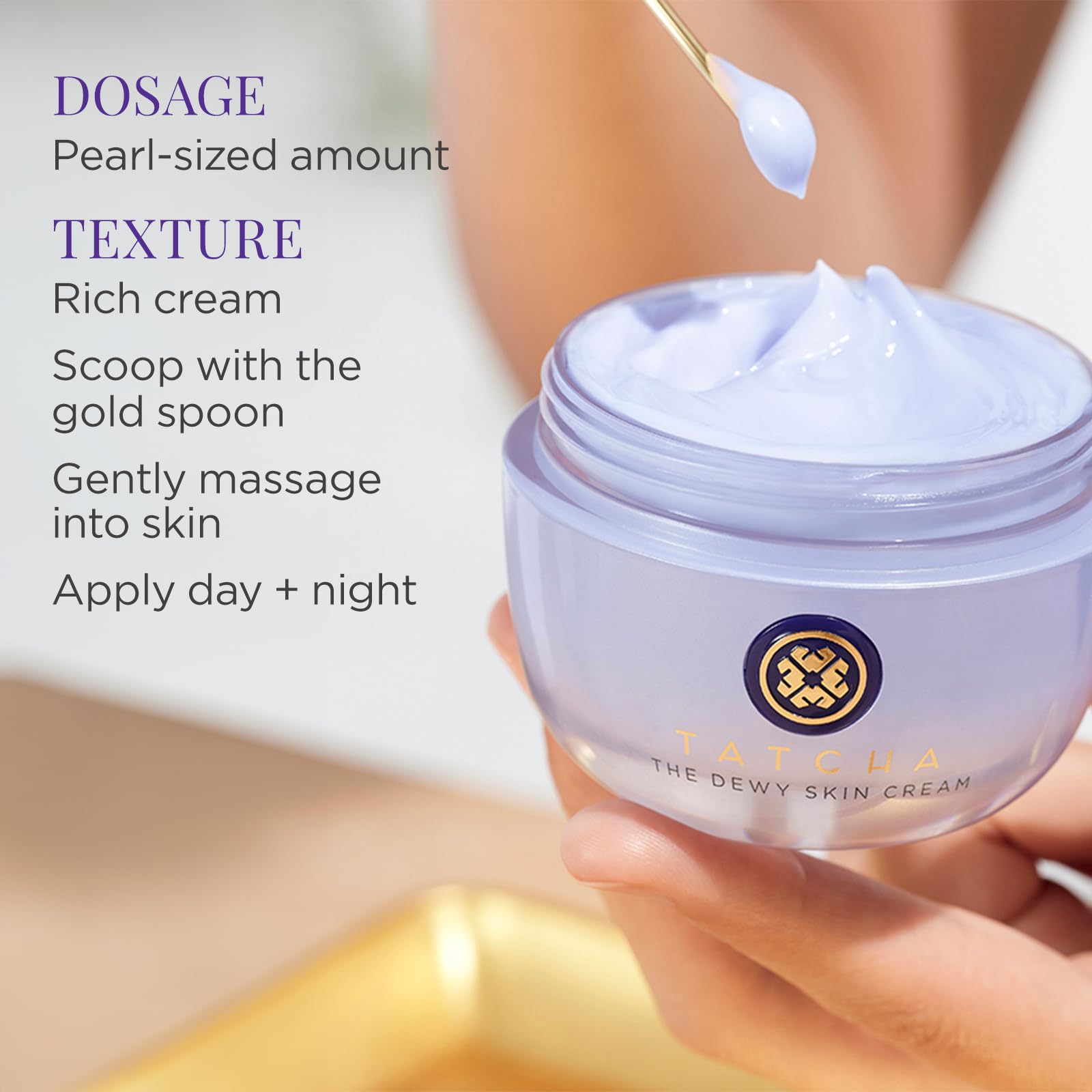 TATCHA The Dewy Skin Cream | Rich Face Cream to Hydrate, Plump and Protect Dry and Combo Skin | 10 ml / 0.34 oz