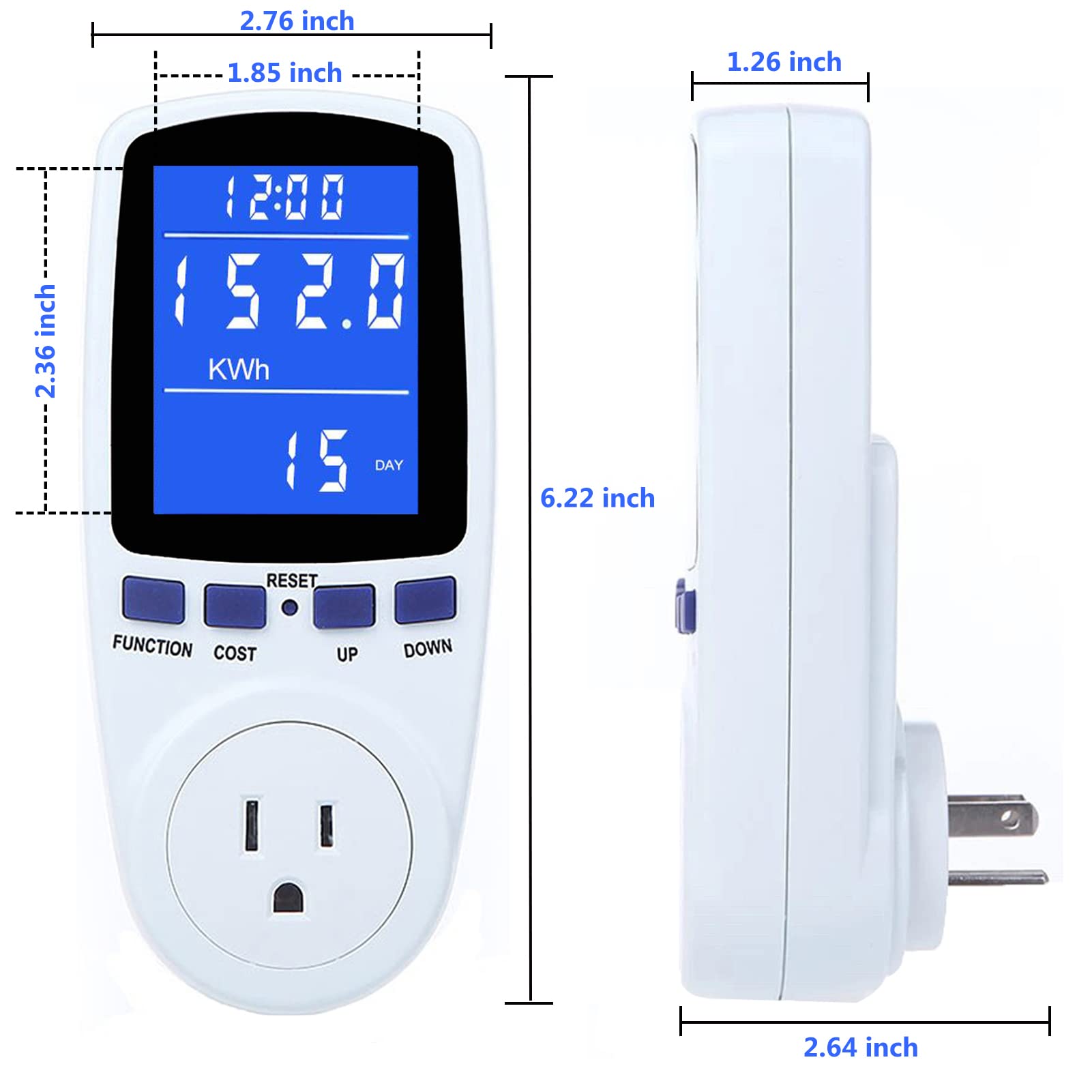 Upgraded Watt Power Meter Plug Home Electrical Usage Monitor Consumption, Energy Voltage Amps Kill Tester with Backlight, Overload Protection, 7 Modes Display
