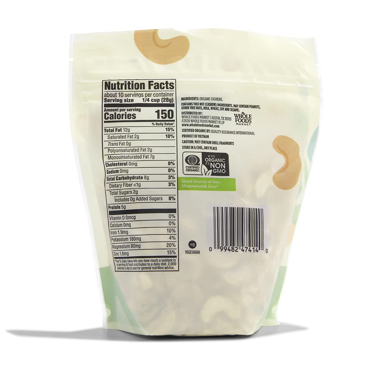 365 by Whole Foods Market, Organic Cashews, 10 Ounce