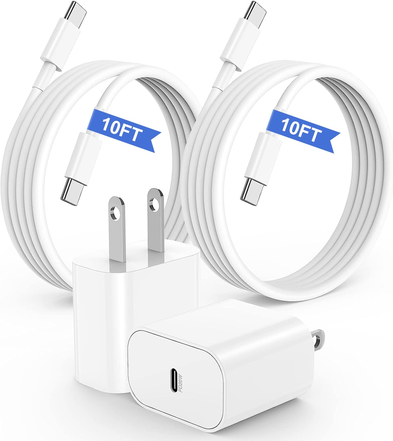 iPhone 15 16 Charger, 20W USB C Fast Charging Block and 6ft Type C to C Cable Cord Long for Apple iPhone 16 Pro Max/15 Plus/15 Pro Max/15/ iPad 12.9/11 inch/4/3 Gen/Wall Plug Power Adapter Cube Brick