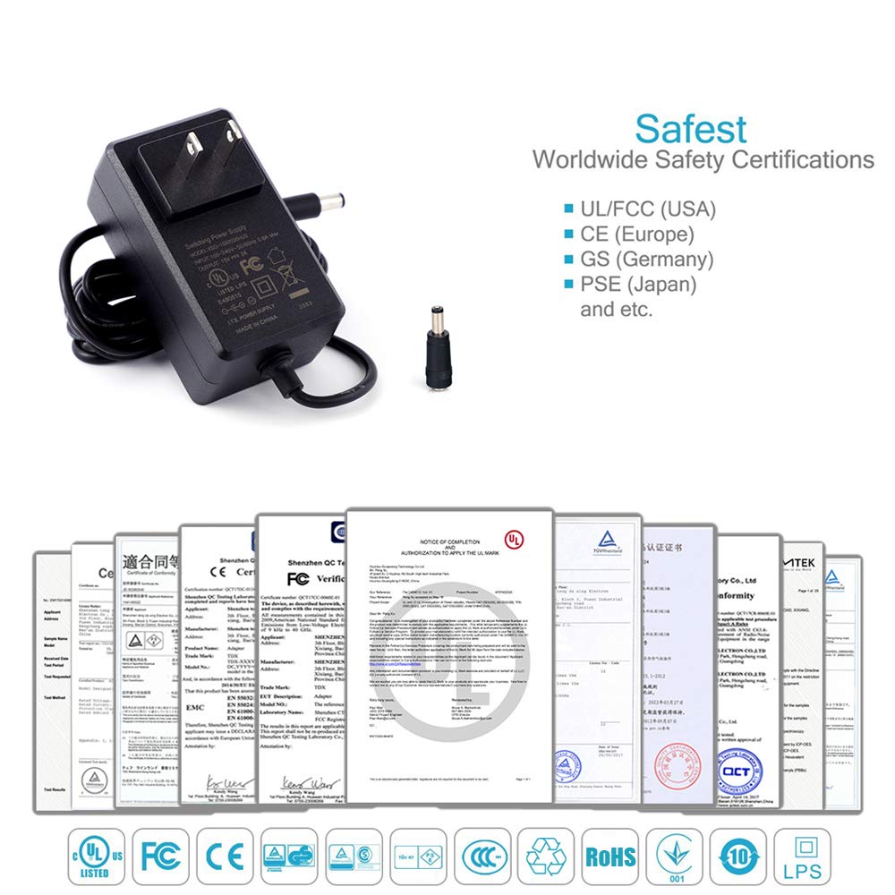 [UL Listed] Maxson 15V 2A Power Supply Charger (Input AC 100V-240V, Output DC 15 Volt 2 Amp 30 Watt) Adapter Switching Transformer Converter DC 5.5mm x 2.1mm / 5.5mm x 2.5mm Universal