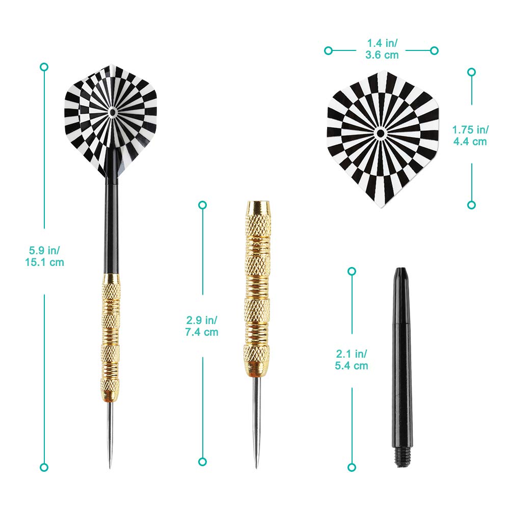 Accmor Metal Tip Darts, Steel Tip Darts, Professional Metal Darts, Darts Metal Tip Set, Metal Darts for Dartboard,18 pcs ﻿