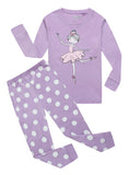 Family Feeling Little Girls Long Sleeve Ballet Ballerina Pajamas Sets Cotton Pyjamas Toddler Kids Pjs Size 5 Purple