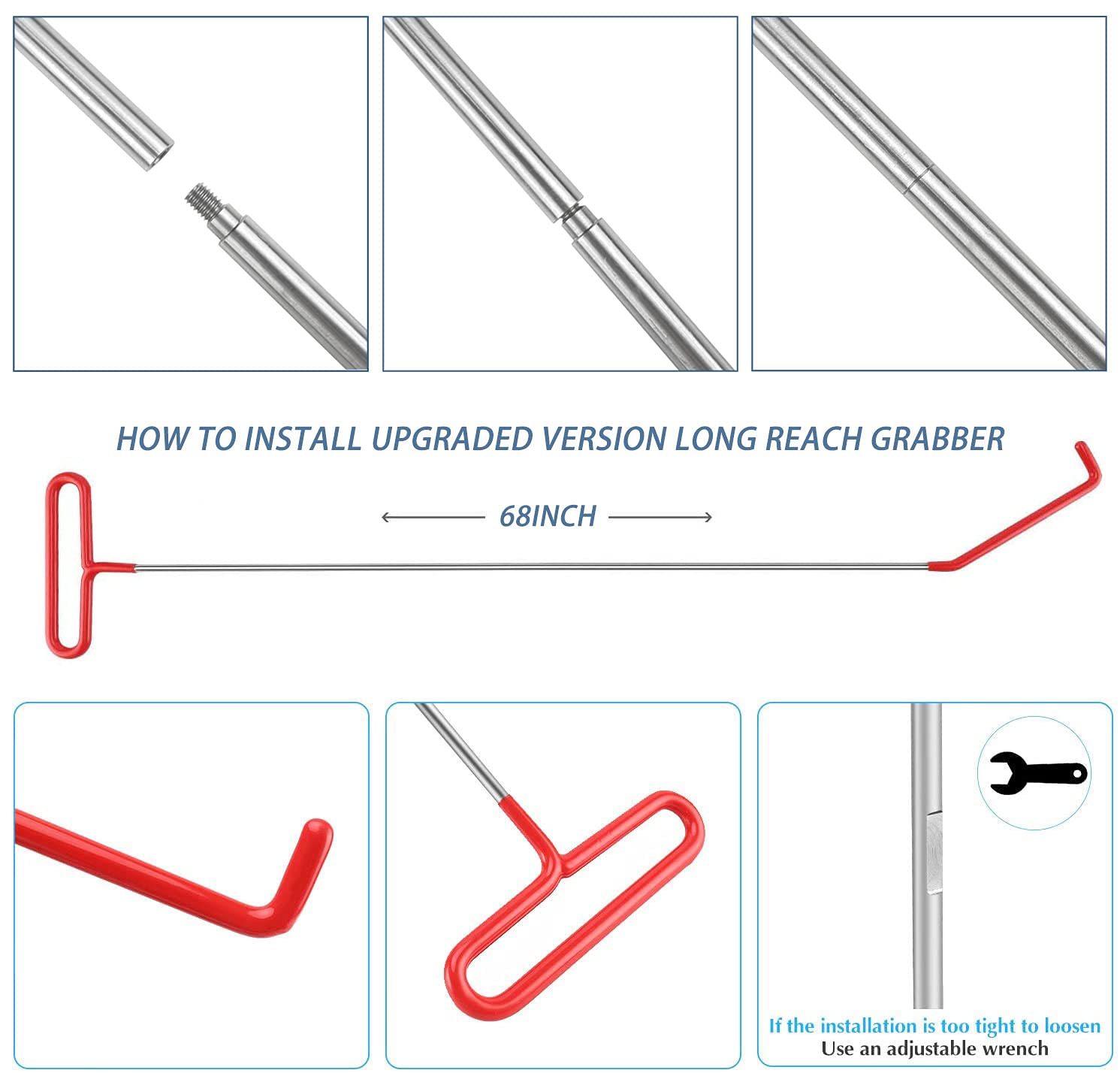 PEPEYYML 5th Wheel Pin Puller, 68 Inch Solid Steel Rod, Fifth Wheel Pin Puller - J-Hook
