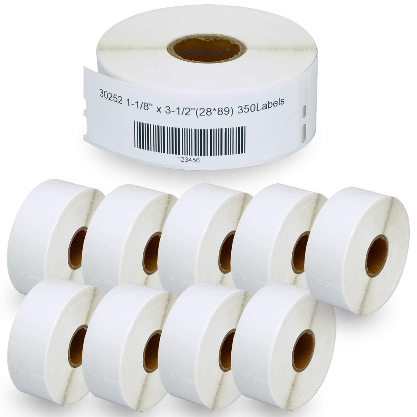 BETCKEY – Kompatibel mit DYMO 30252 (28 mm x 89 mm) Adress- und Barcode-Etiketten – Kompatibel mit DYMO Labelwriter 450, 4XL, NICHT für 550 & 5XL [10 Rollen/3500 Etiketten]
