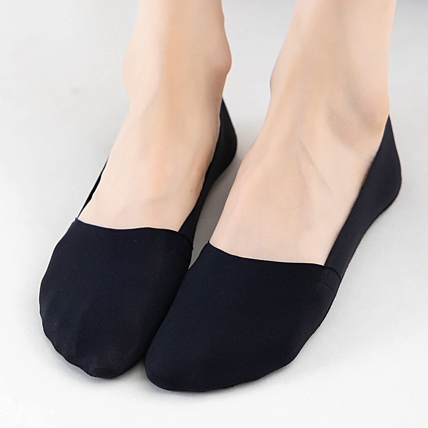 VFM 6 Pairs Women No Show Socks Flat boat line Socks Ice Feeling socks Nonslip Liner Invisible Thin Socks 3Black 3Nude