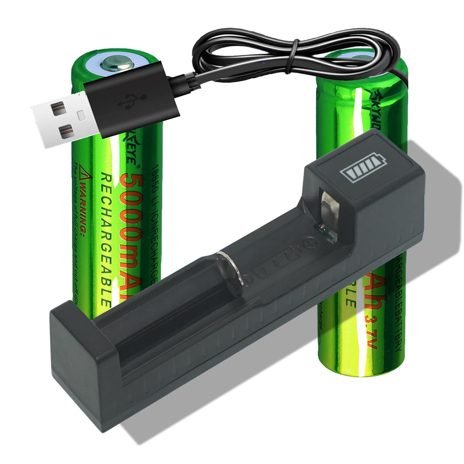 2 Pack 1ï¿µ8ï¿µ6ï¿µ5ï¿µ0 Rechargeable Batterï¿µy 9900mï¿µAï¿µh Wï¿µiï¿µth 18650 Battery Charger,Universal Charger Single Slot for 3.7V Rechargeable Batteries 21700 14500 10440