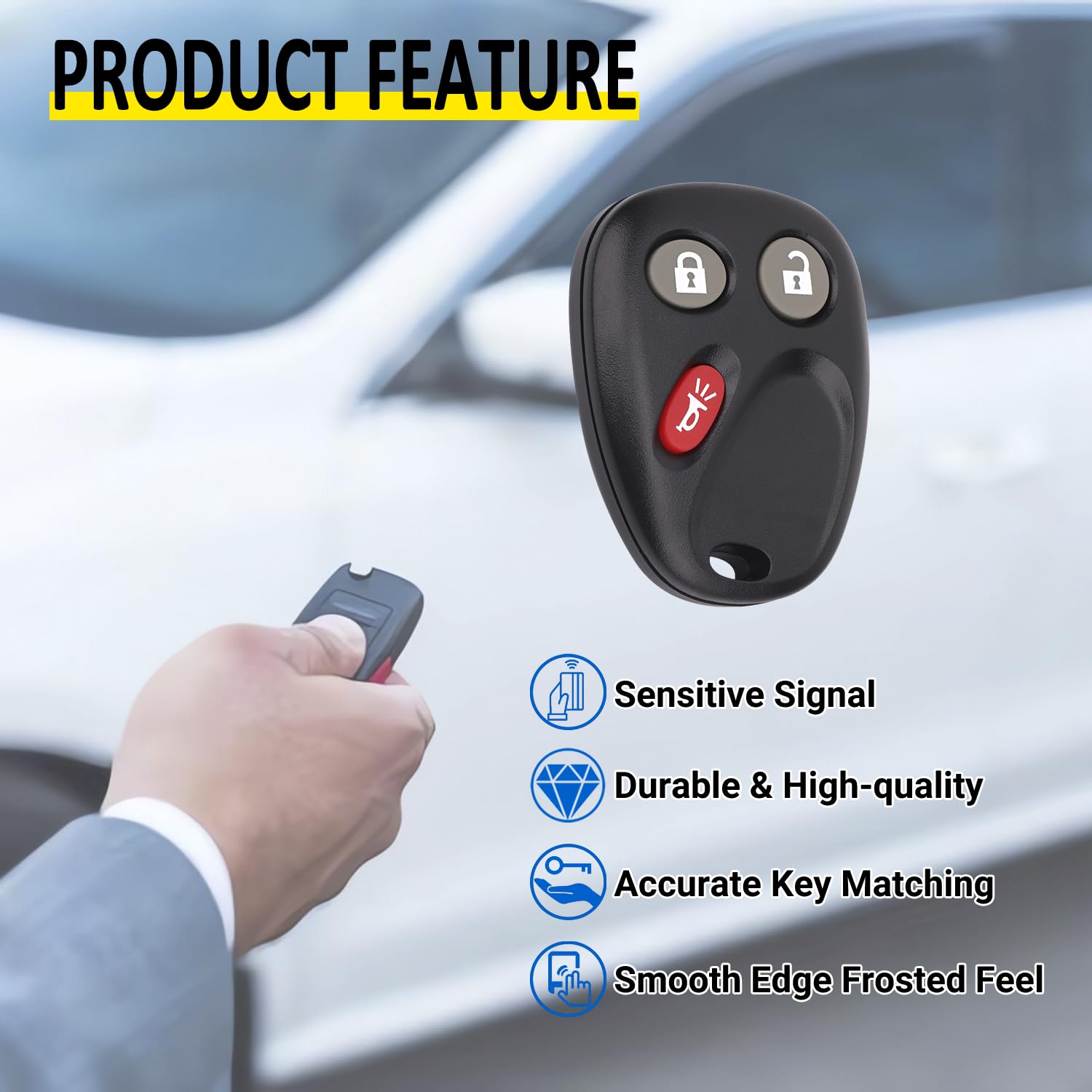 Vurkcy Keyless Entry Remote Key Fob Compatible with Chevy Tahoe Suburban Silverado Avalanche, GMC Sierra Yukon, Cadillac Escalade, Hummer H2 2003 2004 2005 2006, Replacement for LHJ011 (Pack of 2)