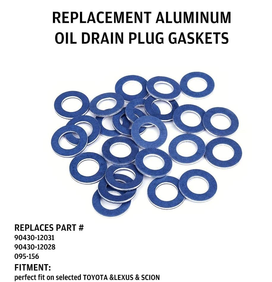90430-12031 (24Pcs) Aluminum Oil Drain Plug Gaskets Fits for Toyota Lexus Scion Crush Washer Seals Replaces# 9043012031