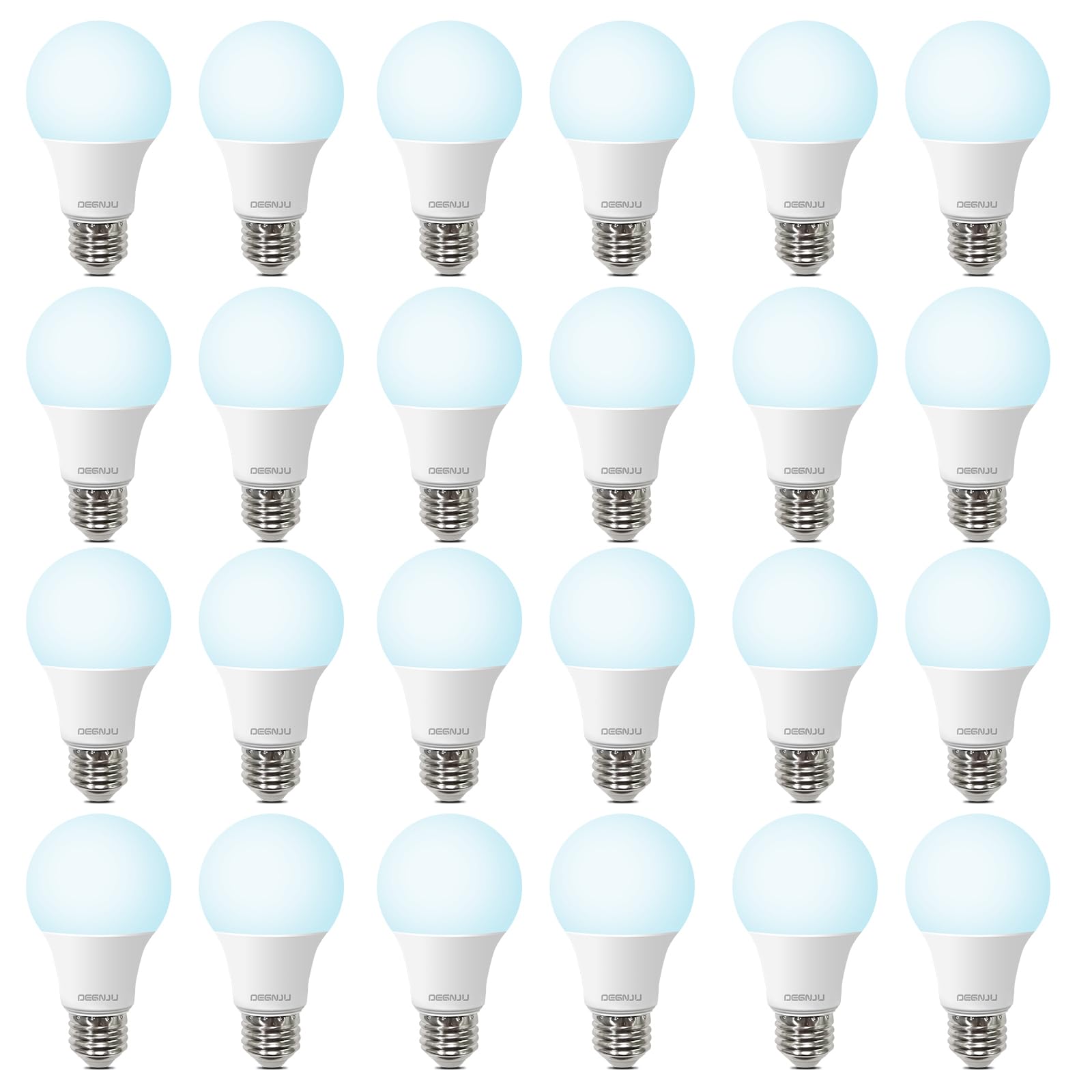 DEGNJU LED Light Bulbs Daylight 5000K, E26 Light Bulb 60W Equivalent, 800LM 8.5 Watt, Non-Dimmable A19 Light Bulbs with E26 Medium Base, 24 Pack