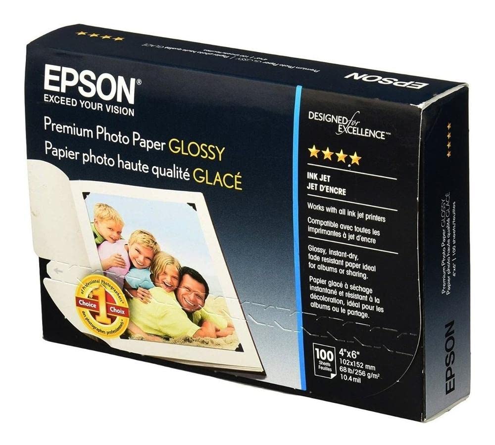 Epson Premium Photo Paper GLOSSY (8x10 Inches, 20 Sheets) (S041465),White