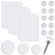 100 Pieces Self Tapping Plastic Screw Cap Covers and 580 Pieces Self Adhesive Screw Hole Stickers Furniture Screw Cover Stickers for Wood Screws Furniture (White)
