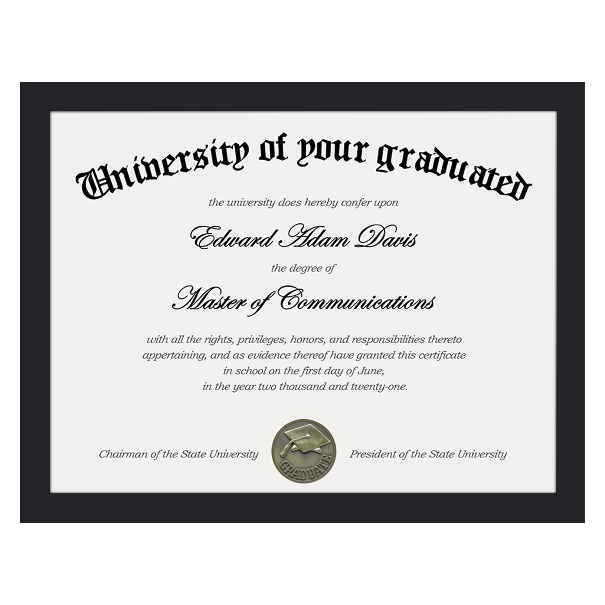 upsimples Certificate Frame with Clear Plexiglass, 8.5 by 11 Picture Diploma Document Degree Frames for Wall and Tabletop, Black, 1 Pack