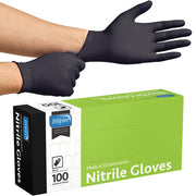 Inspire Black Nitrile Disposable Gloves | 4.5 Nitrile Medical Exam Cooking Cleaning Disposable Black Gloves (Box Of 100, Medium)