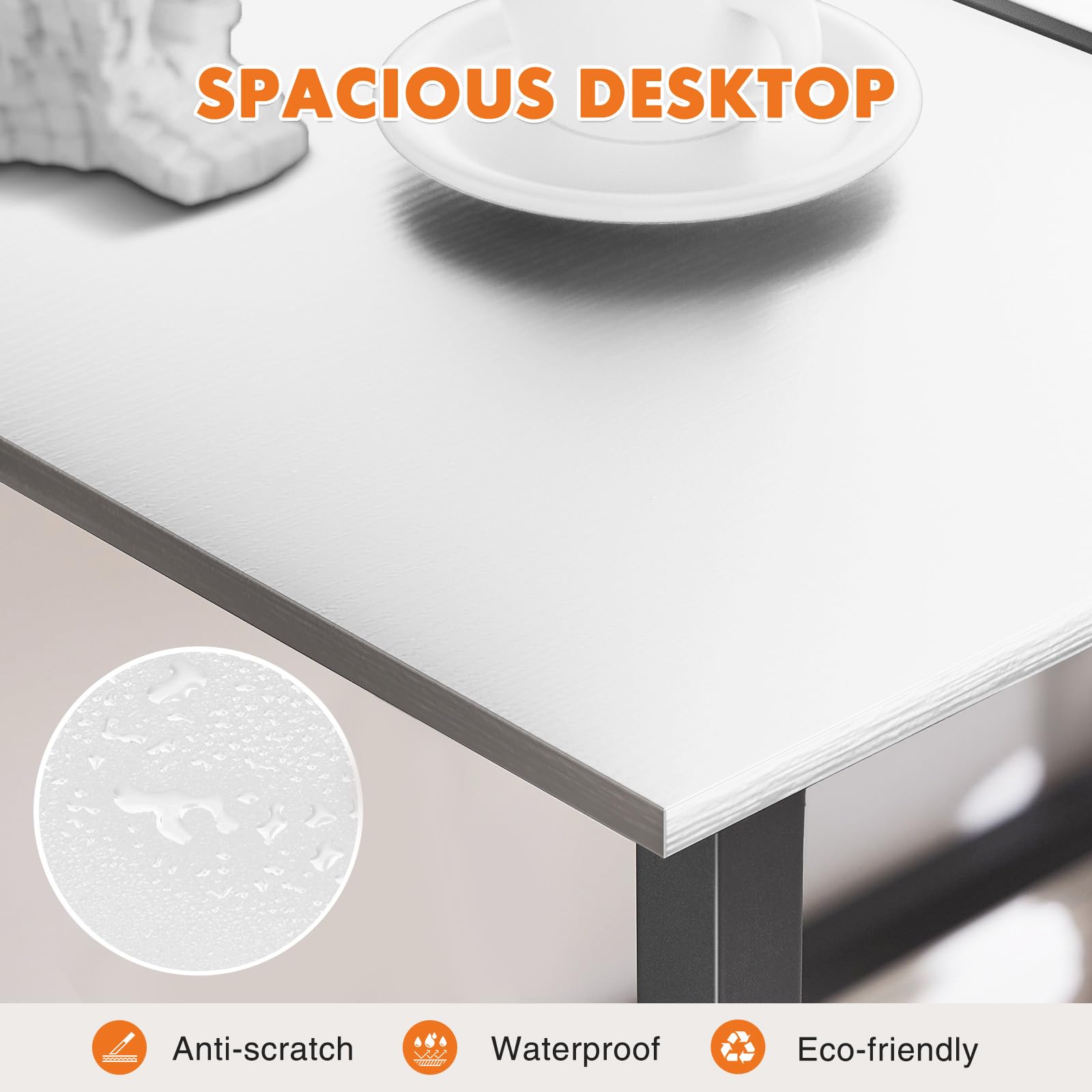 Sweetcrispy Computer Small Desk, 32 Inch Office Writing Work Study Kids Student Home Bedroom Table with Metal Frame Wooden Tabletop No Wheels - White Wood