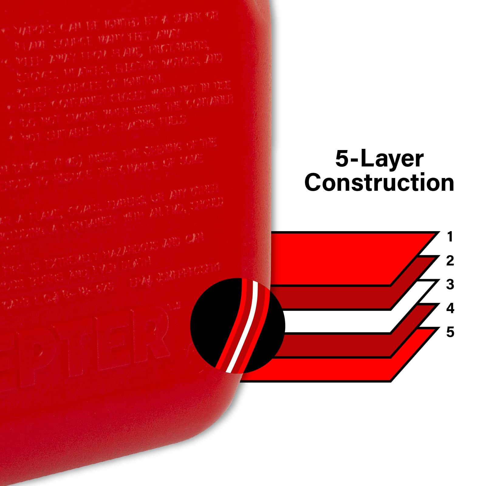 Scepter FSCG552 Fuel Container with Spill Proof SmartControl Spout with Bonus Spout Extender, Rear Handle Red Gas Can, 5 Gallon