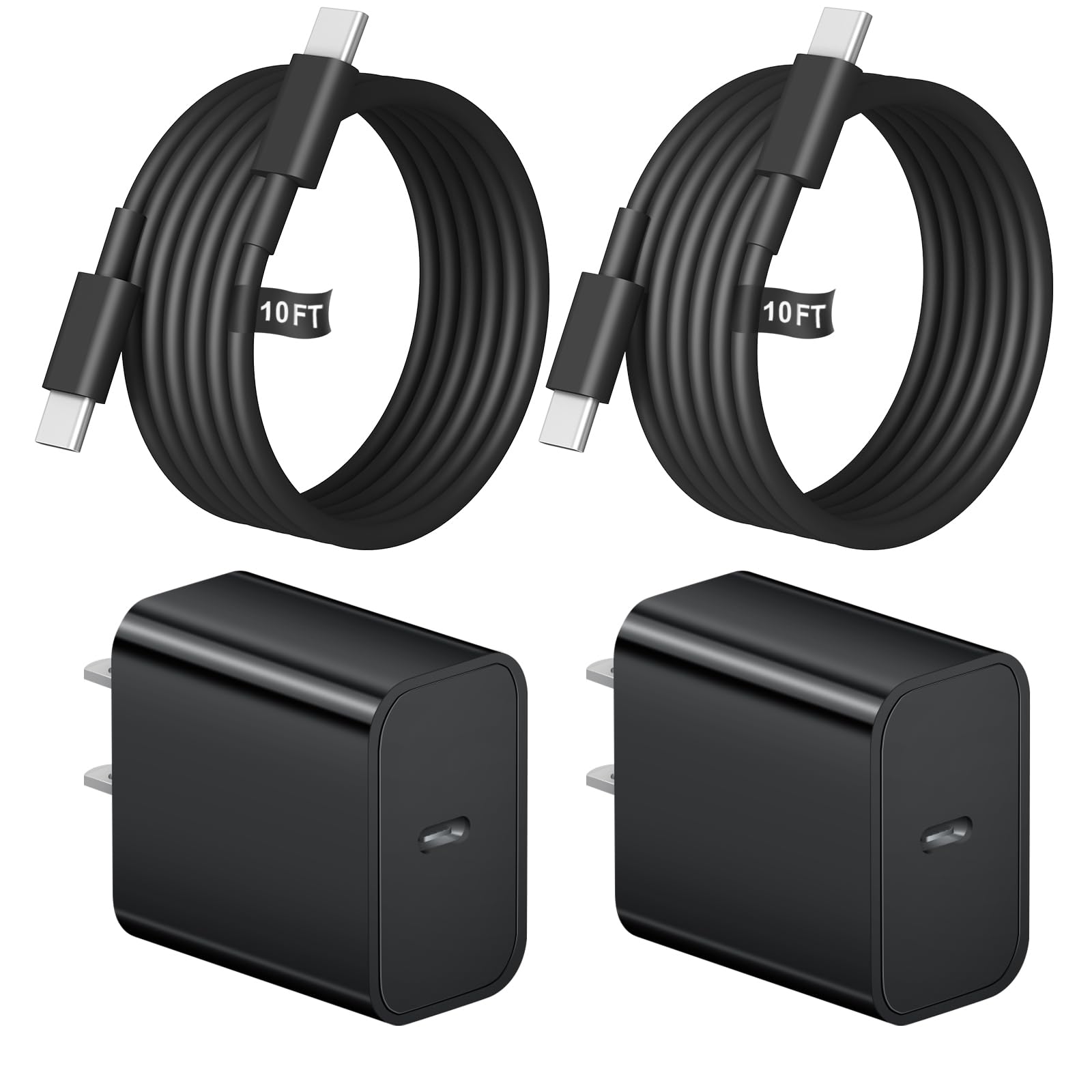 10 FT iPhone 16 15 Charger Fast Charging USB C Charger Block Type C Chagrer Fast Charging 2-Pack for iPhone 16/16 Plus/16 Pro/16 Pro Max/iPhone 15/15 Pro Max/Samsung