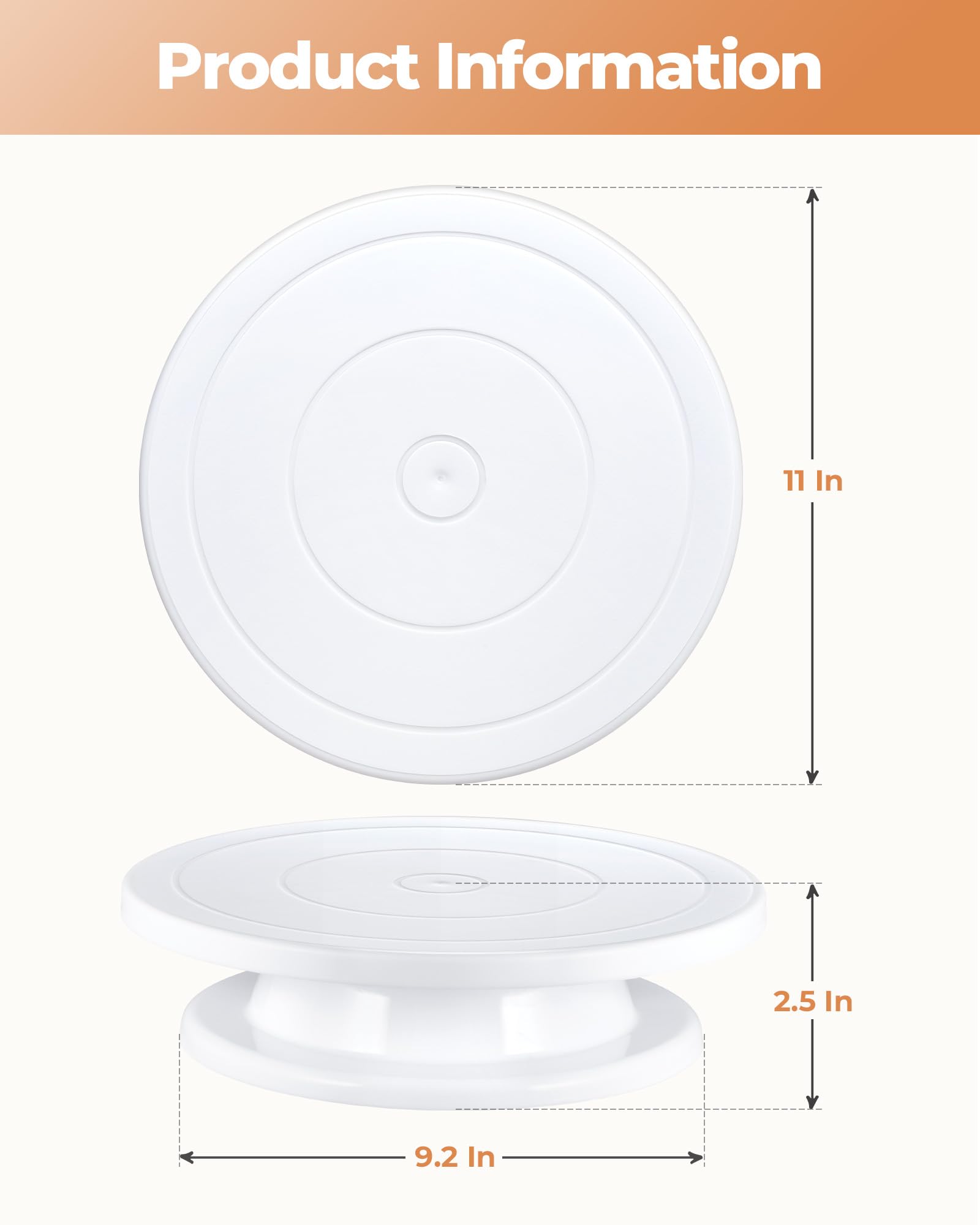 Kootek Cake Stand, 11 Inch Rotating Cake Turntable for Decorating, Display & Baking, Smooth Revolving Spinner Stand (White)