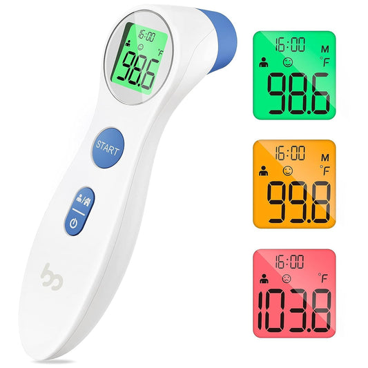 Forehead Thermometer for Adults and Kids, Digital Infrared Thermometer for Baby, Infants and Toddlers, Touchless Thermometer with 3 Color Fever Alarm, FSA HSA Eligible,1s Fast Reading, Accurate