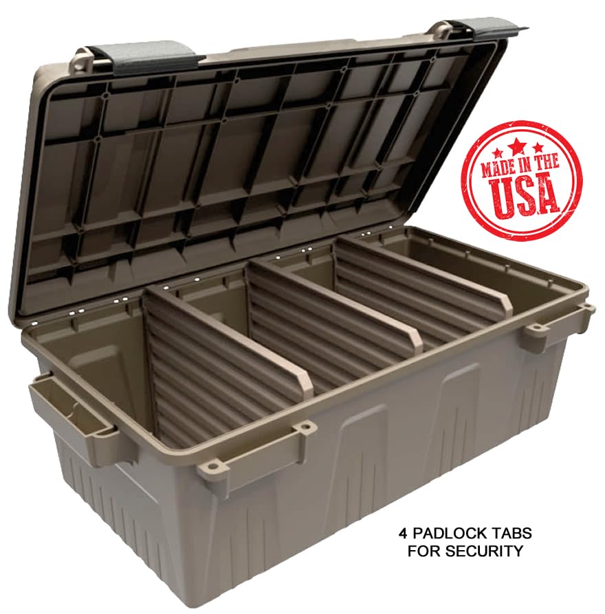 MTM ACDC30, Divided Ammo Crate Utility Box, Water- Resistant, Stackable, Snap Latch, USA Made, Dark Earth