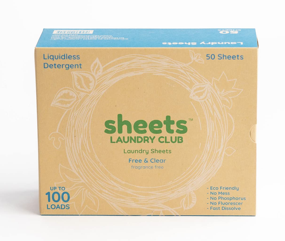 Sheets Laundry Club Laundry Detergent Sheets, 50 Pack (Up to 100 Loads) - Fresh Linen - New Liquidless Technology, Travel Essential Cleaning Supplies