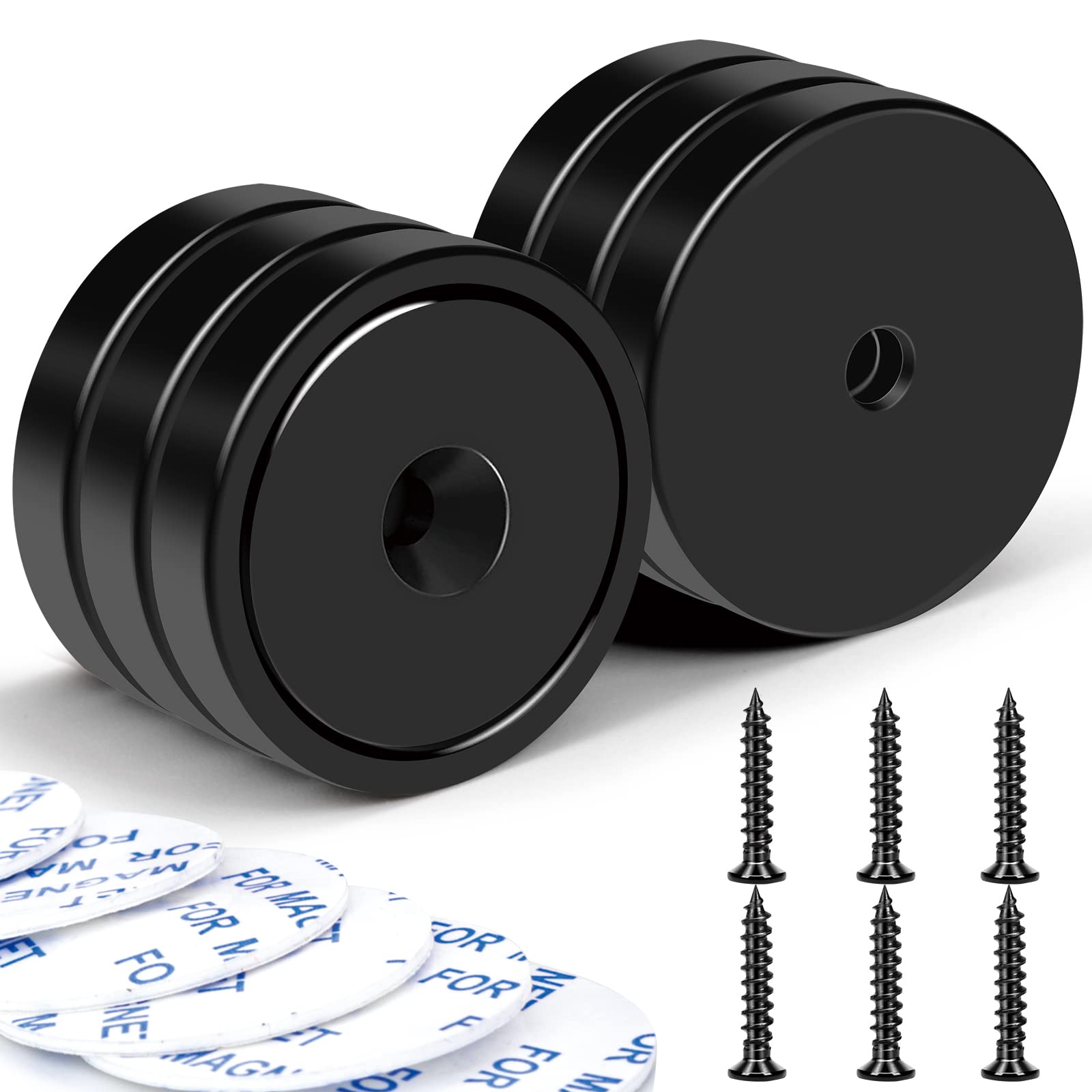 LOVIMAG Magnete mit Löchern, 50 kg+ Wasserdichte starke Neodym-Topfmagnete mit Schrauben zur Wandmontage, Hebewerkzeuge – 6er-Pack