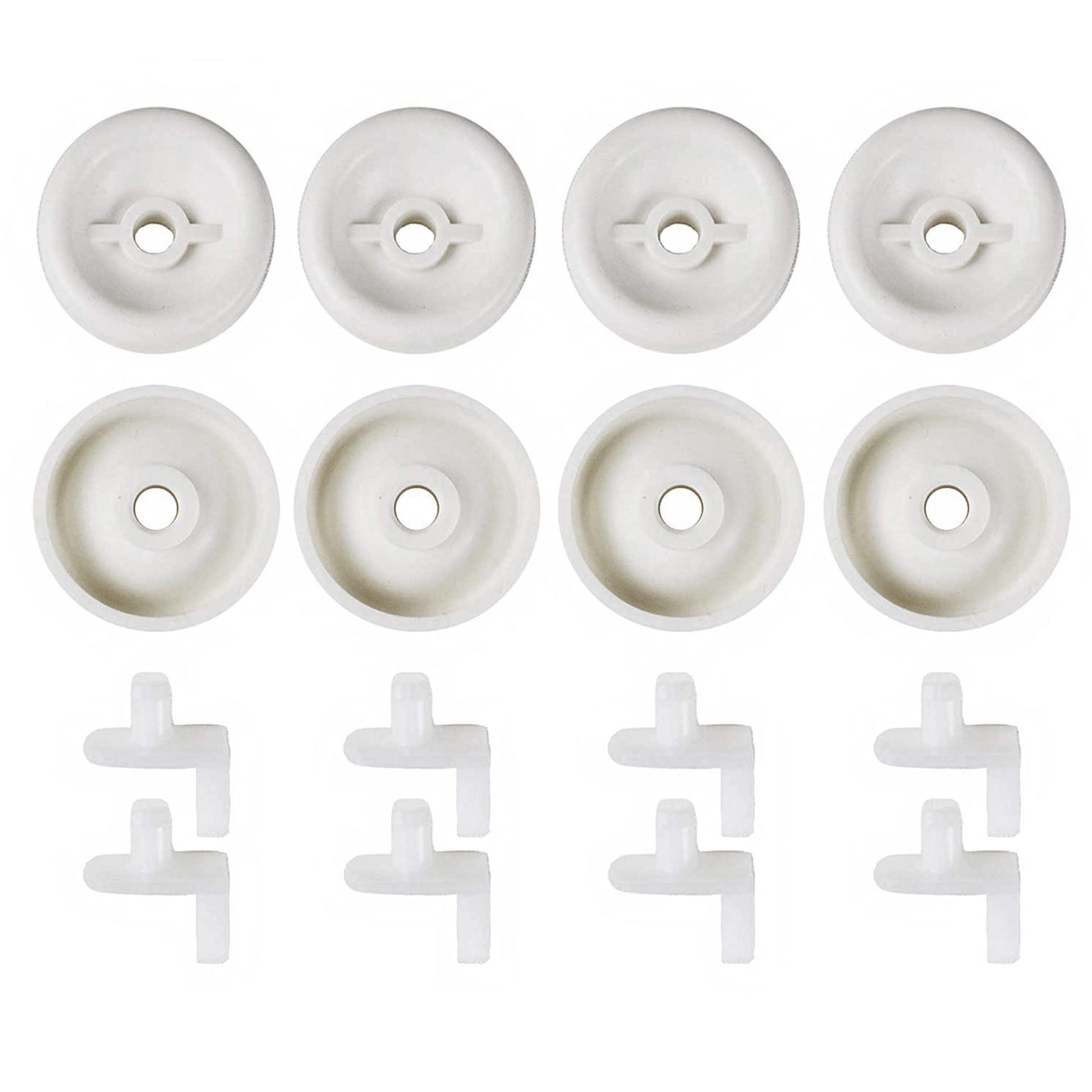 (8 Pack) Exact Replacement Dishwasher Dishrack Rollers and Studs - Lower Rack Wheel Kit Compatible with GE, Kenmore, and Hotpoint Dishwashers Part Number WD35X21038