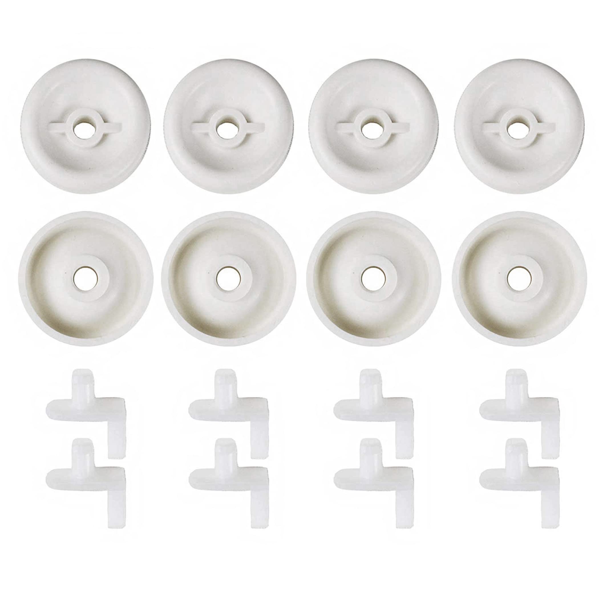 (8 Pack) Exact Replacement Dishwasher Dishrack Rollers and Studs - Lower Rack Wheel Kit Compatible with GE, Kenmore, and Hotpoint Dishwashers Part Number WD35X21038