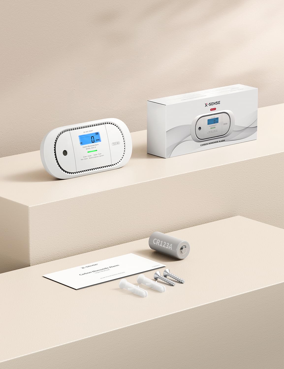 X-Sense Carbon Monoxide Detector Alarm with Digital LCD Display, Replaceable Battery CO Alarm Detector with Peak Value Memory, XC01-R