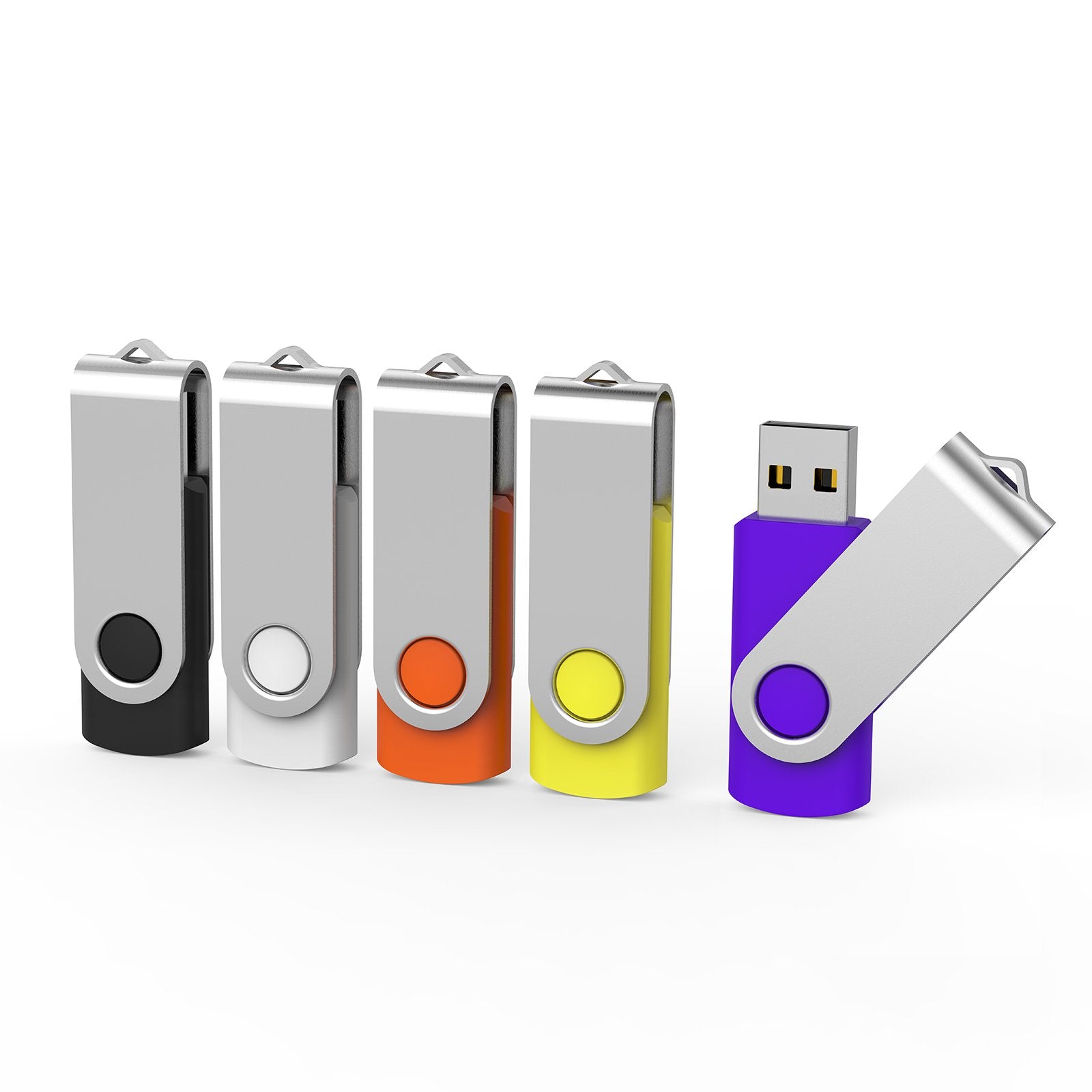 Aiibe 5 Pack 64GB USB Flash Drive 64 GB Flash Drives Thumb Drive Swivel USB Stick USB 2.0 Pen Drive (64G, 5 Mixed Colors: Black Red Yellow White Purple)