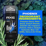 AXE Phoenix Deodorant 48H Odor Protection Crushed Mint & Rosemary Aluminum Free Deodorant for Men 3 Ounce (Pack of 4)