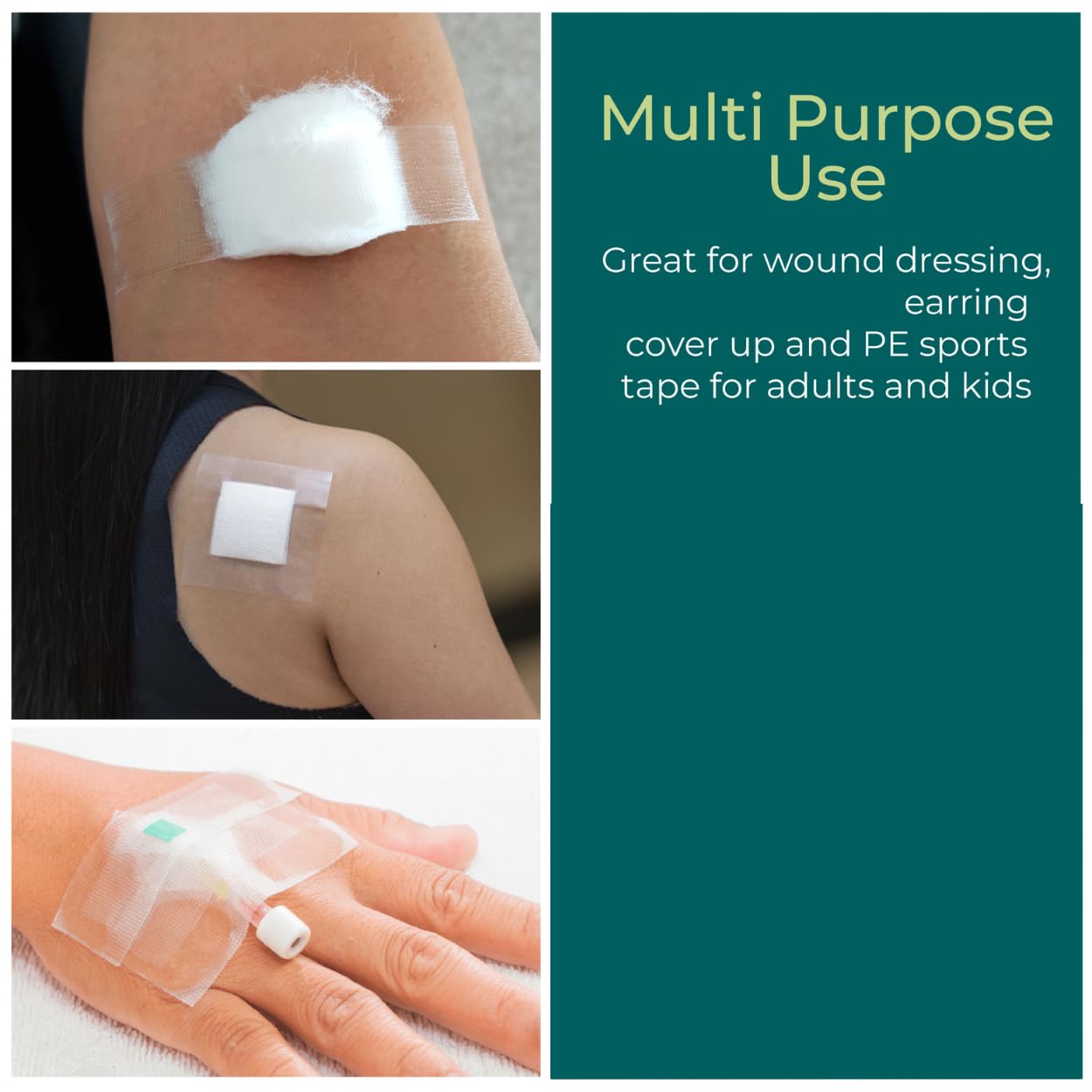 NanaCare Hypoallergenic Transparent Surgical Tape 1 inch x 10yd |4 Rolls Waterproof,Clear| Medical Tape for Skin, Dressings and Face| First Aid Bandage Tape for Sensitive Skin