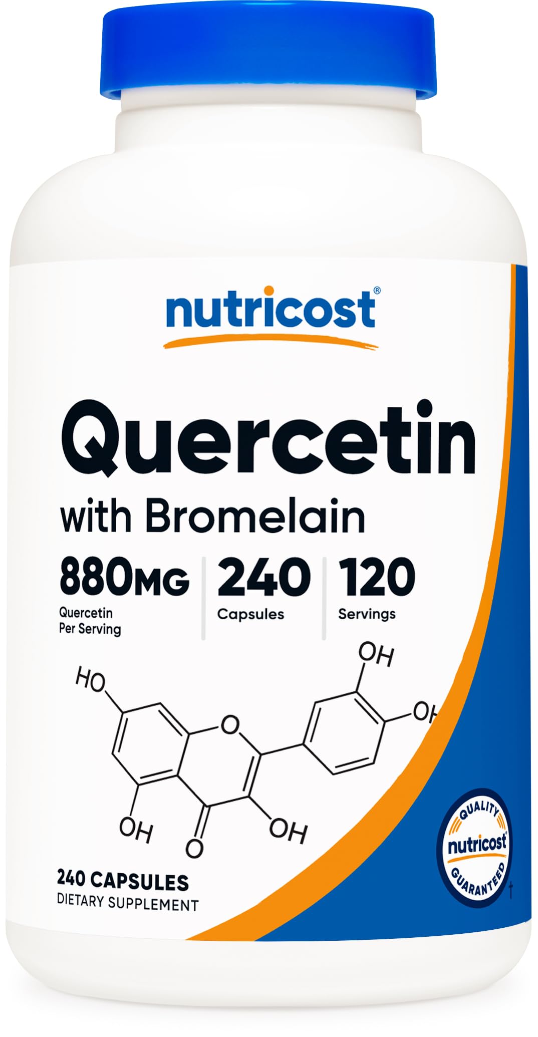 Nutricost كيرسيتين 880 ملجم، 240 كبسولة نباتية مع بروميلين (165 ملجم) - 120 جرعة (440 ملجم كيرسيتين لكل كبسولة) - خالٍ من الغلوتين، غير معدل وراثيًا
