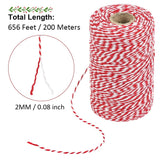 Tenn Well Red and White Twine, 656 Feet 200m Cotton Bakers Twine Ribbon for Baking, Butchers, Crafts, Gift Wrapping, Christmas Holiday Decorations