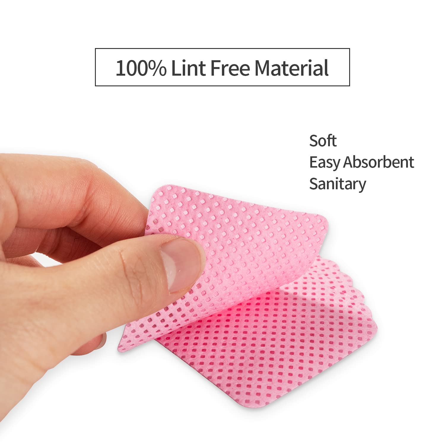 BLUERISE Lint Free Nail Wipes Pink 600pcs Nail Polish Remover Pads Soft Absorbable Eyelash Extension Glue Cleaning Wipes