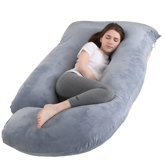 Jcickt Pregnancy Pillow J Shaped Full Body Pillow with Velvet Cover Grey Maternity Pillow for Pregnant Women,60 inch Full Body Pillows