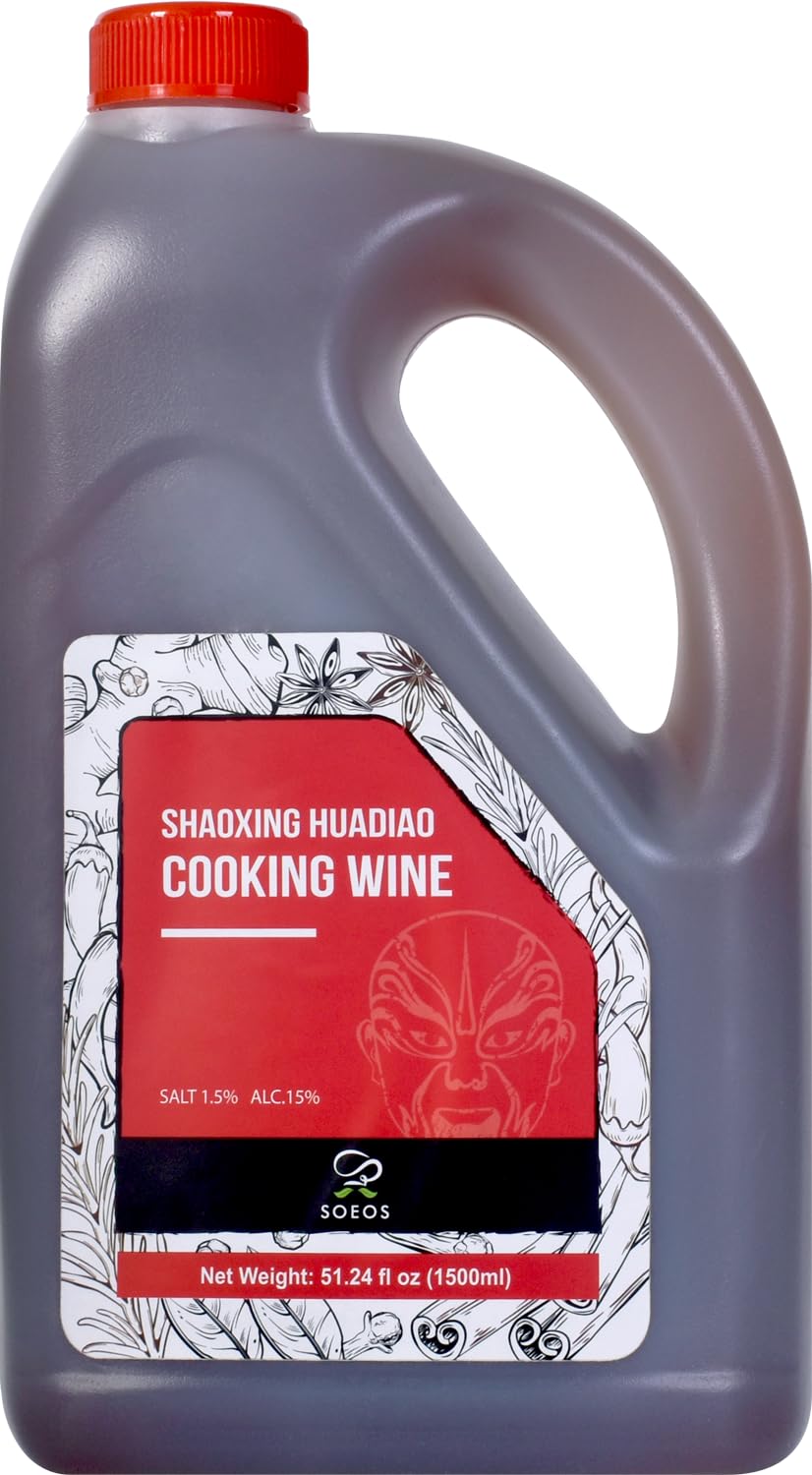 Soeos Shaoxing Cooking Wine, 51.24oz (1500ml), Chinese Cooking Wine, Shaoxing Hua Diao Cooking Wine, Premium Cooing Wine for Asian-Style Cooks