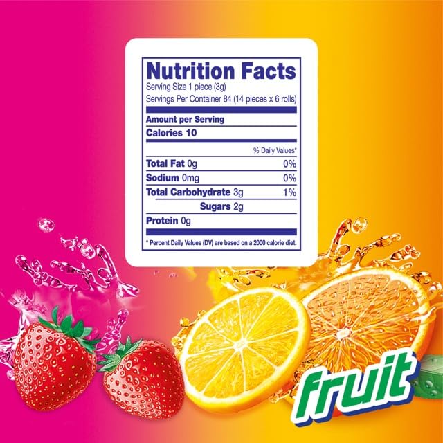 Mentos Candy, Mint Chewy Candy Roll, Fruit, Non-Melting, 1.32 Oz , 6 count(Pack of 1)