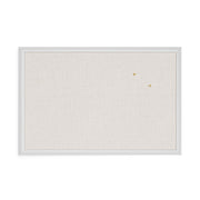 U Brands Farmhouse Linen Bulletin Board, 30"x20", White Wood Style Frame, Includes Push Pins